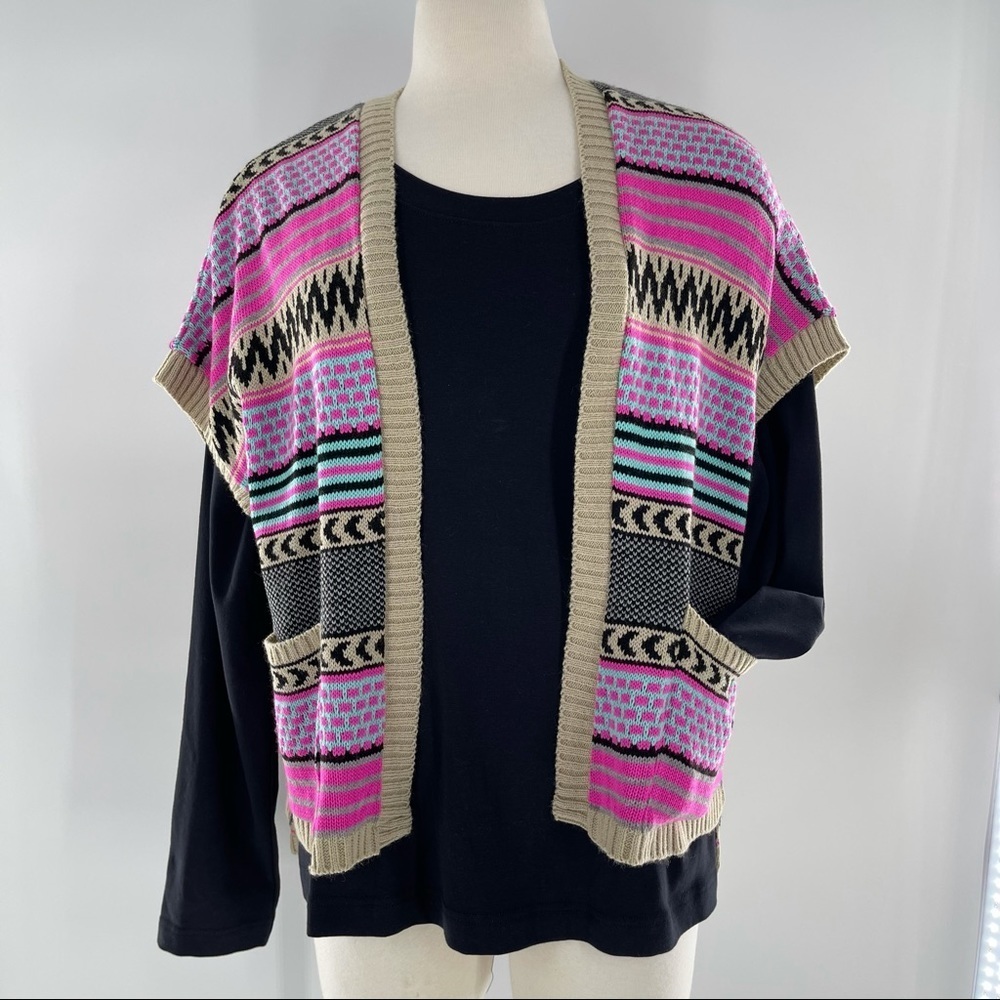 Shirtsleeve Multi-color Cardigan